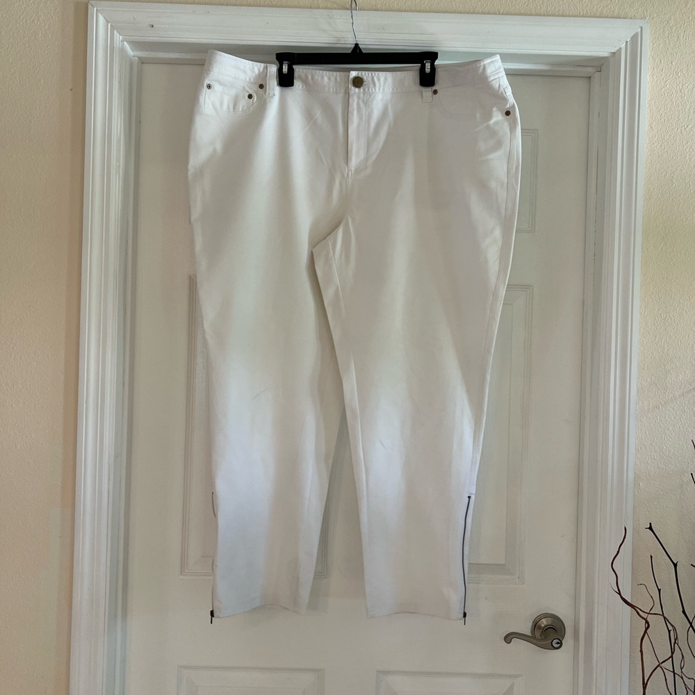 INC White Pants with Leg Zipper Detail